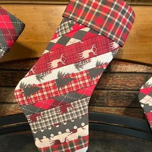 Handmade strip quilt Christmas stocking